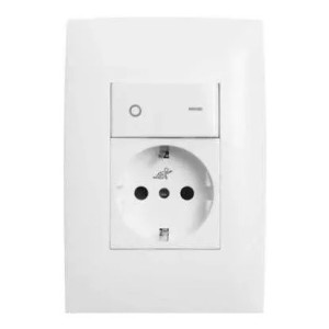 Plaqueta Completa Toma Schucko + Llave Bipolar Presta