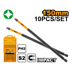 Set Puntas Ph2 150mm Largas Impacto Ingco Sdbim11ph263