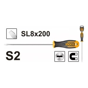 Destornillador Plano Sl8 200mm Imantado Ingco Hs688200