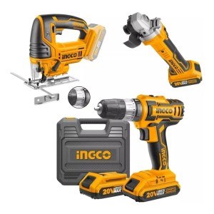 Kit Ingco A Bateria Taladro + Amoladora + Caladora Lnf