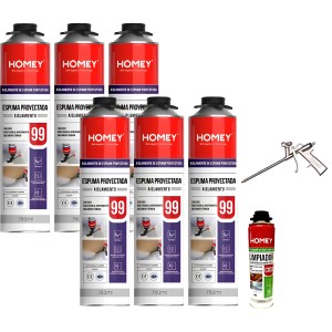 Kit 6 Espumas Poliuretano Proyectable + Pistola + Limpiador