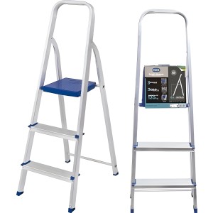 Escalera Aluminio 3 Escalones Mor Plegable