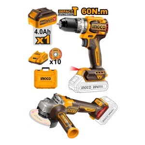 Kit Atornillador + Amoladora 20v + Valija Ingco - L N F