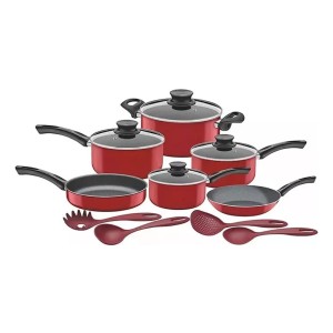 Juego De Utensilios De Cocina Tramontina Paris De Aluminio Rojo De 10 Piezas