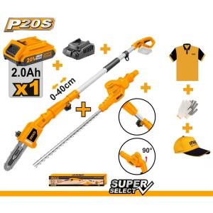 Cortacercos + Motosierra De Altura 20v Ingco Cpts20168 - Lnf