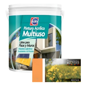 Pintura Pisos Acrilica Multiuso Elbex 1lt Mostaza Mate