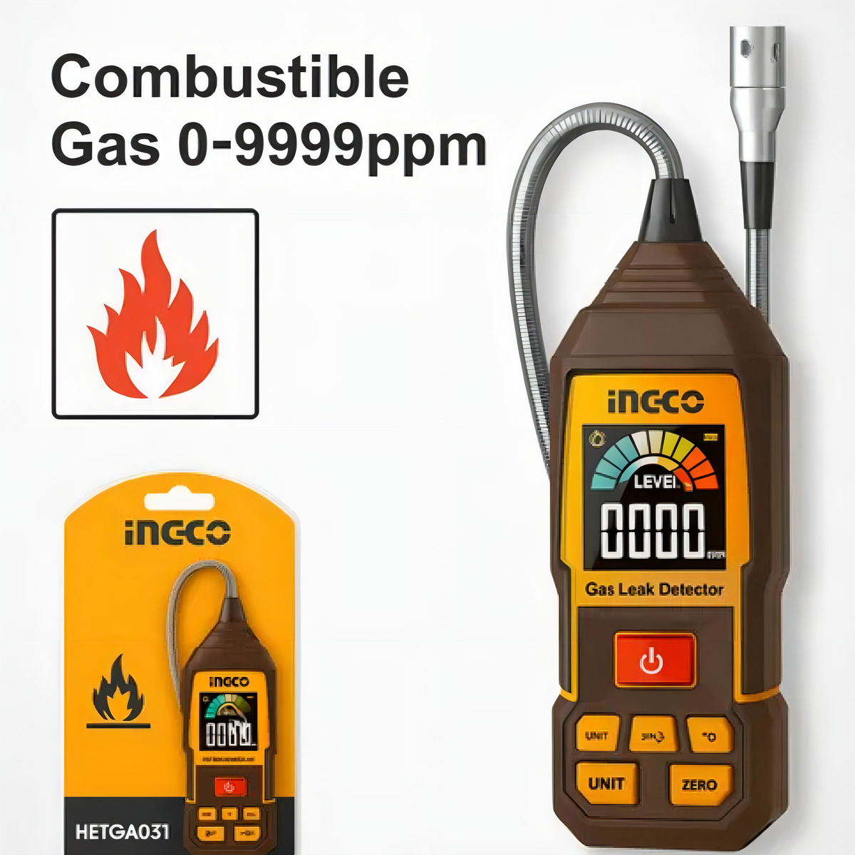 Medidor De Gas 0-9999ppm Para Gas Combustible Ingco Hetga031 - Imagen 2