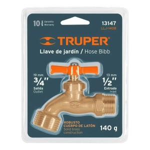 Canilla De Bronce Fundido P/ Jardín Exterior 1/2 Truper Lnf