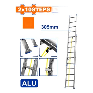 Escalera Extensible 2x10 Esc2 Tramos Aluminio Wld8h20 Wadfow