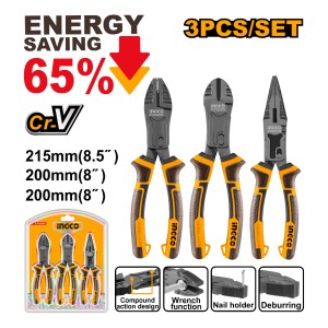 Set X 3 Pinzas Cr-v Multiuso Corta Facil Ingco Hkcps5831