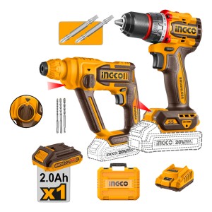 Kit Herramientas Taladro + Rotomartillo A Bateria - L N F