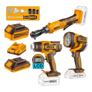 Kit Llave Crique + Pistola Calor + Lint Ingco Cosli241196 -