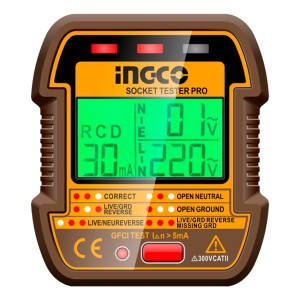 Tester Enchufe Toma Vde Lcd Display Ingco Hesst30011