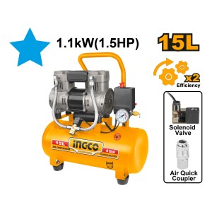 Compresor 15lt 1.5hp Libre Aceite Ingco Acs111152 - L N F