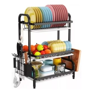 Escurridor Cocina Metal Negro 3 Niveles Sobre Mesada - Lnf