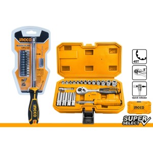 Juego Dados 1/4 X 20 Pcs Ingco Hkts14201 + Aksdfl1208 Lnf