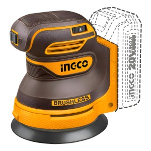 Lijadora Rotorbital 20v Vel Variable Ingco S/bate Ni Carg Amarillo 50/60hz