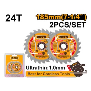 Set X2 Discos Sierra Circular 7 1/4 Ultrafinos Ingco Tsb1853