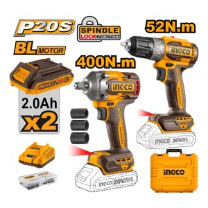 Set Llave Impacto 20v 400nm + Atornillador Ingco Ckli20271