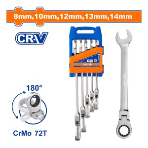 Set X 5 Llave Combinada Crique Cabeza Movil Wsp5205 Wadfow