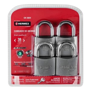 Candado Hierro 38mm X4 C/llave Igual Ch38x4 Hermex - Lnf