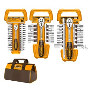 Set 57 Piezas Crique Dados 1/4 3/8 1/2 Bolso Ingco Cos23092