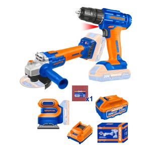 Set Wadfow Profesional 20v Taladro + Amoladora + Lijadora