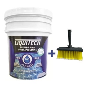 Pintura Para Piscinas 3en1 Liquitech Antialga Blanca 20 L Merclin Blanco