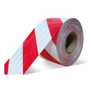 Cinta Reflectiva Roja Blanca Diagonal 10cmx45mt Slender