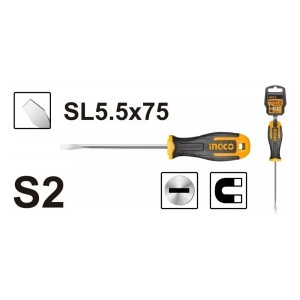 Destornillador De Varilla Redonda Hs685075 Ingco Cr-v3/16 X 3