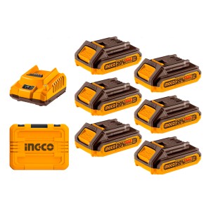 Set X 6 Baterias 2.0ah Cargador Valija - Fbcli20611 Ingco