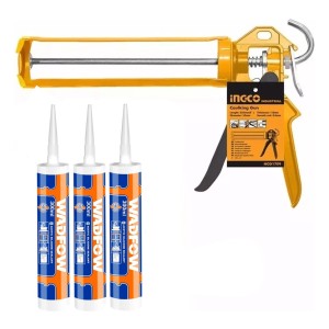 Kit Cartucho Ingco Pistola Aplicar + 3 Siliconas Transparent