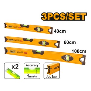 Set X 3 Nivel Burbuja 40 60 100cm Ingco Hsl10403