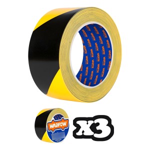 Pack 3 Cinta Señalización Amarilla Y Negra 30mtx50mm Wadfow