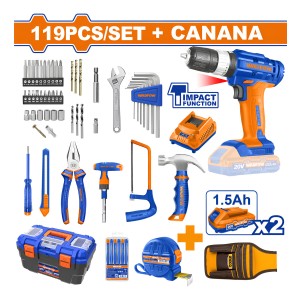 Set 119 Pcs Taladro Con Percutor Wadfow Wdt1b119 + Canana