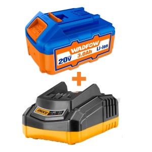 Kit Cargador + Bateria 20v 3ah Ingco Y Wadfow P20s Litio