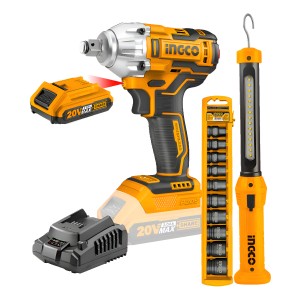 Llave De Impacto 20v 2 Baterías S/carbones Ingco Cosli23011