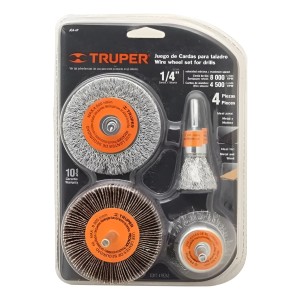 Set 4 Cepillos Cardas Alambre Lija Para Taladro Truper - Lnf