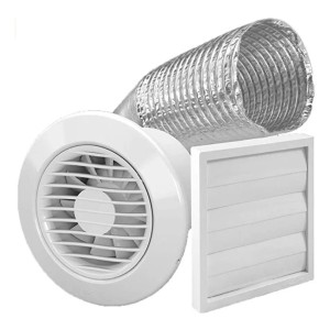 Extractor De Baño Ambientes Completo C/rejilla Corrugado 100