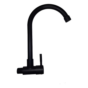 Grifo Canilla Pared Ac. Inox. Negro Pico Cisne