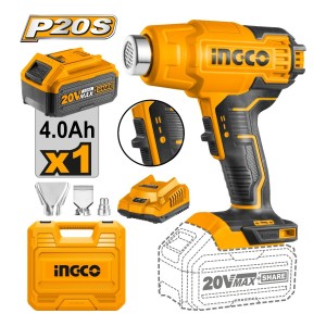 Pistola Calor 20 V P20s + Bateria 4 Ah+ Cargador Ingco Lnf