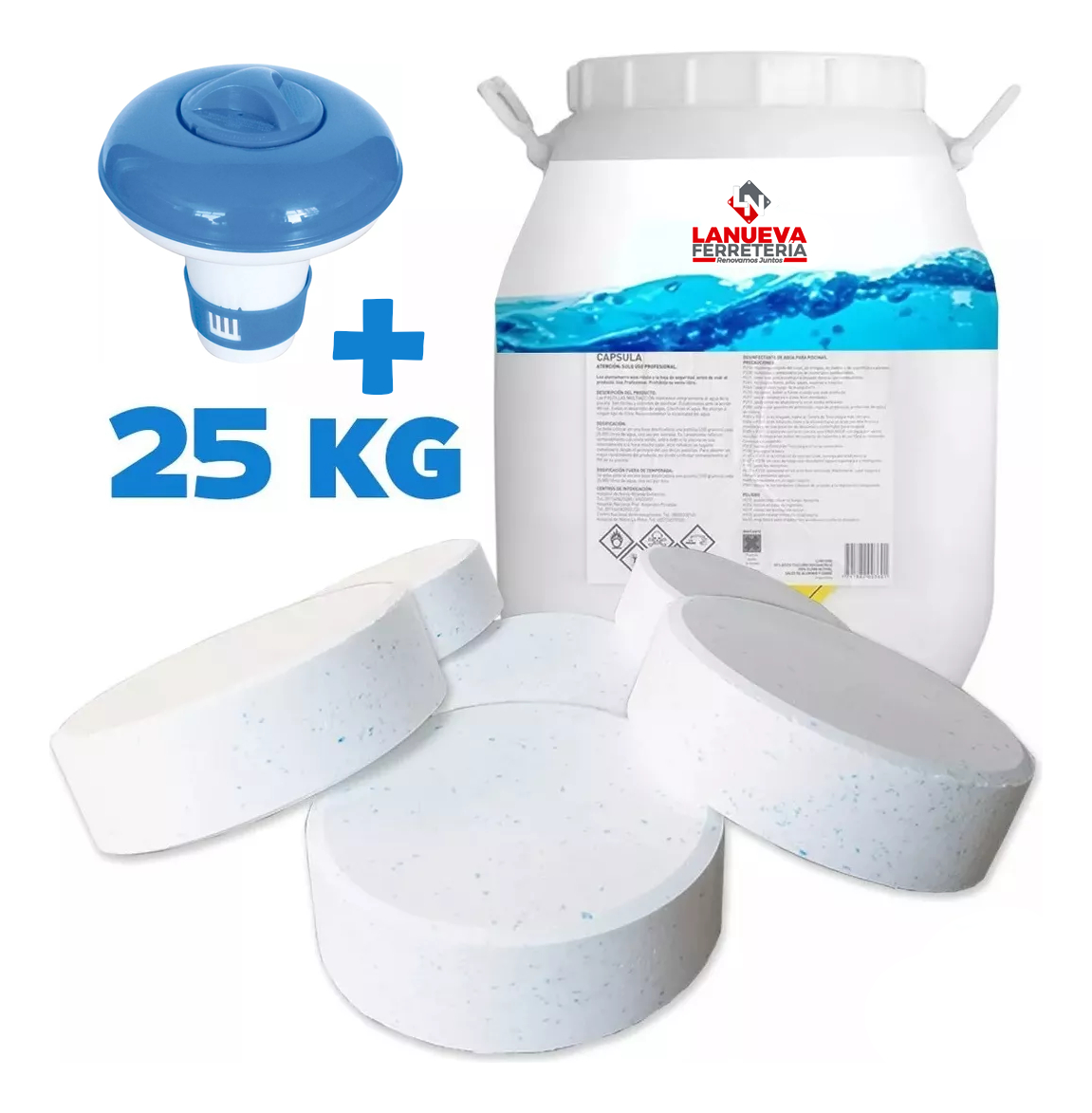Pastillas De Cloro Triple Acción Tarrina 25kg + Boya