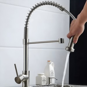 Monocomando Tipo Chef Cocina Mesada Inoxidable Satin 35mm