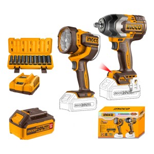 Kit Llave Impacto + 10 Dados + Linterna Ingco Cosli241181