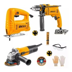 Kit Caladora 570w Ingco+ Taladro 680w + Amoladora 750w