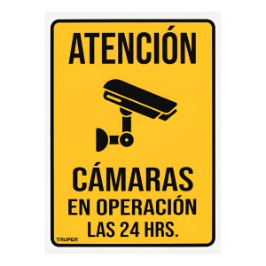 Letrero Señalizacion Cámaras Operación 25x34cm Truper