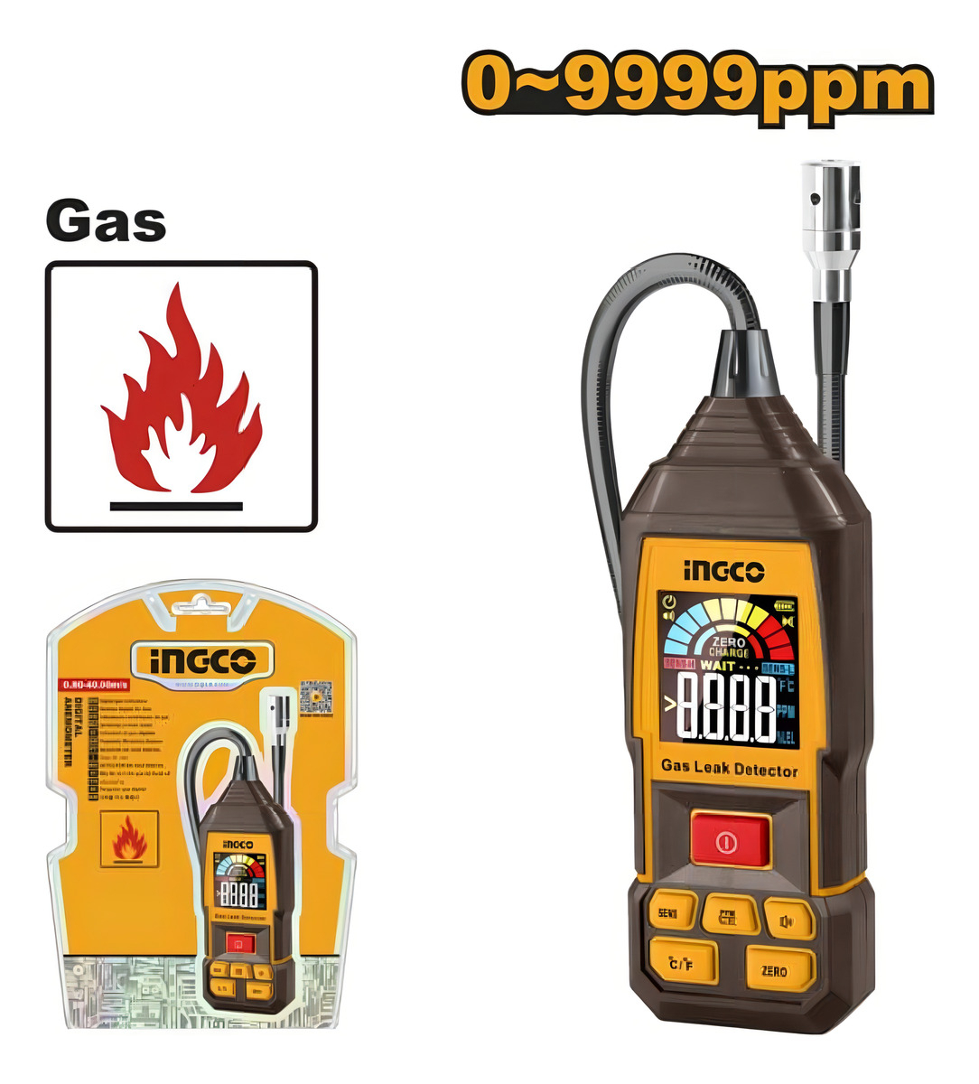 Medidor De Gas 0-9999ppm Para Gas Combustible Ingco Hetga031 - Imagen 4