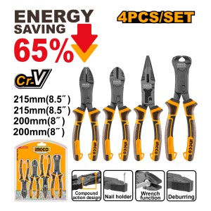 Set X 4 Pinzas Multiuso 65% Cr-v Ingco Hkcps5841
