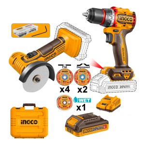 Kit Amoladora + Taladro Atornillador Valija Ingco Ckli20766