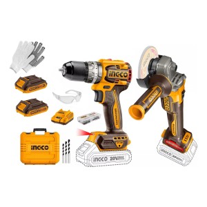 Kit Taladro Percu 20v 60nm + Amoladora Ingco + 2 Bater L N F